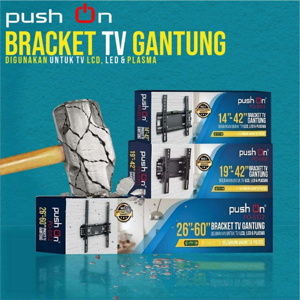 14 นิ้ว - 60 นิ้ว Push On Brand LED LCD TV Bracket