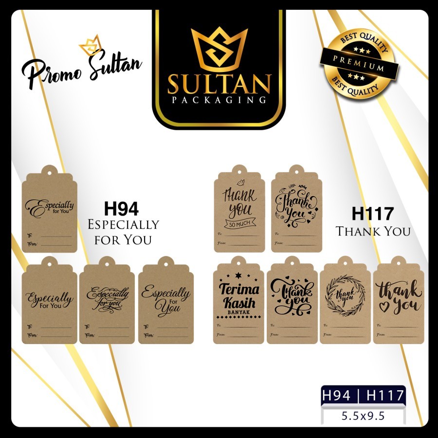 SULTAN - Hangtag Thank you - Tag Box Thank you Gift - H94