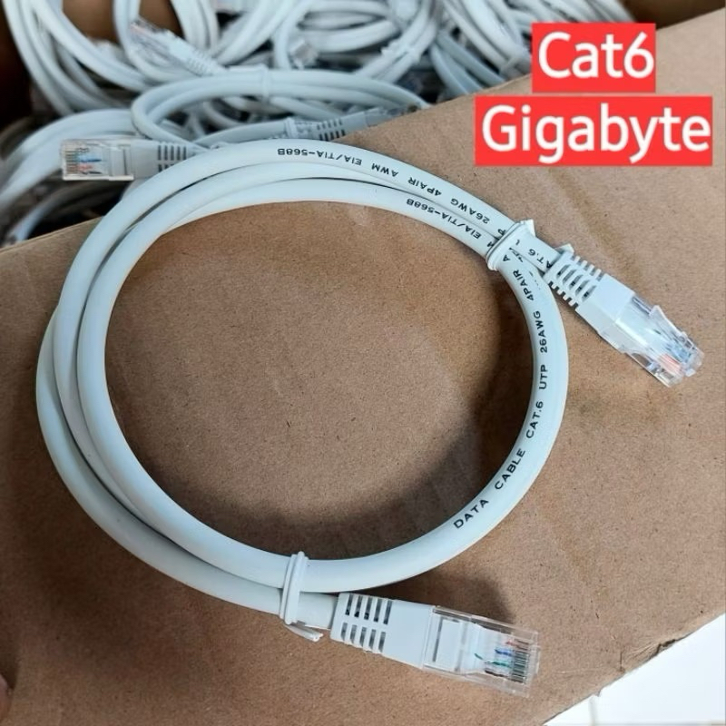 Gigabyte 26 AWG 8 PIN UTP Cat 6 สาย LAN ทองแดงบริสุทธิ์
