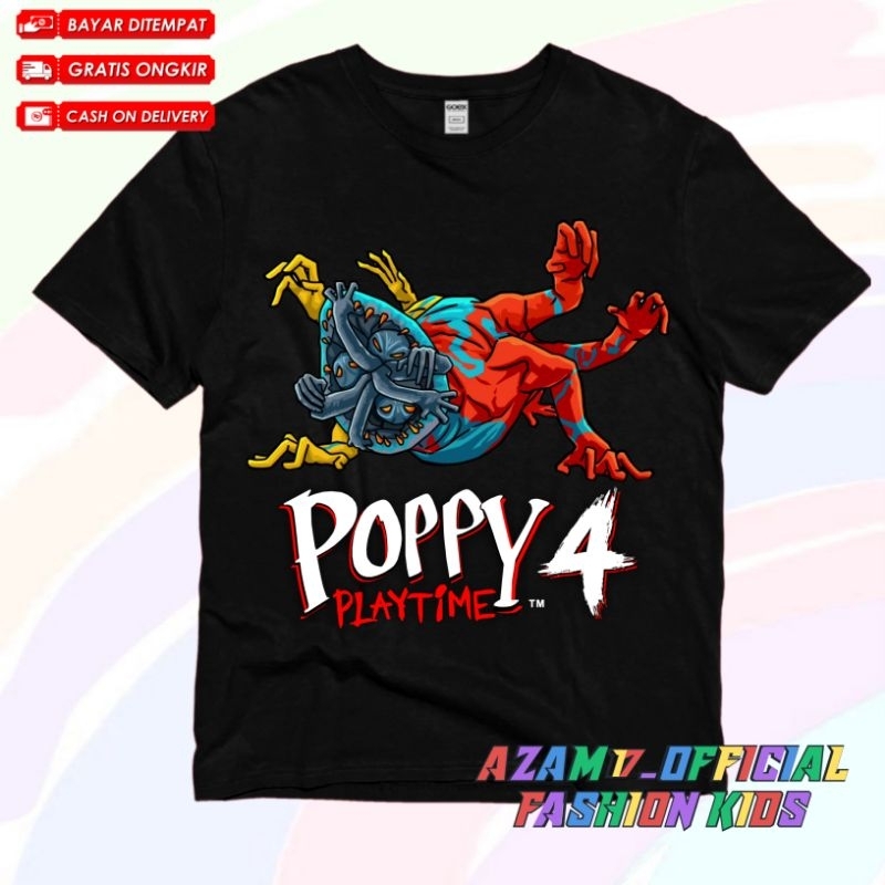 เสื้อยืดเด็ก POPPY PLAYTIME CHILDRENS CLOTHES DOEY HOSTILE ฟรี NAME CHARACTERS / DOEY HOSTILE POPPY 