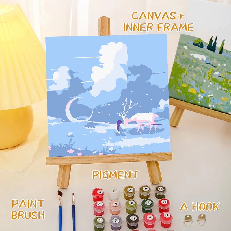 YH 20X20 ซม.สีโดย NUMBER AESTTHETIC SERIES DIY DIGITAL PAINTING KIT เพ้นท์ผ้าใบพร้อมผ้าใบ