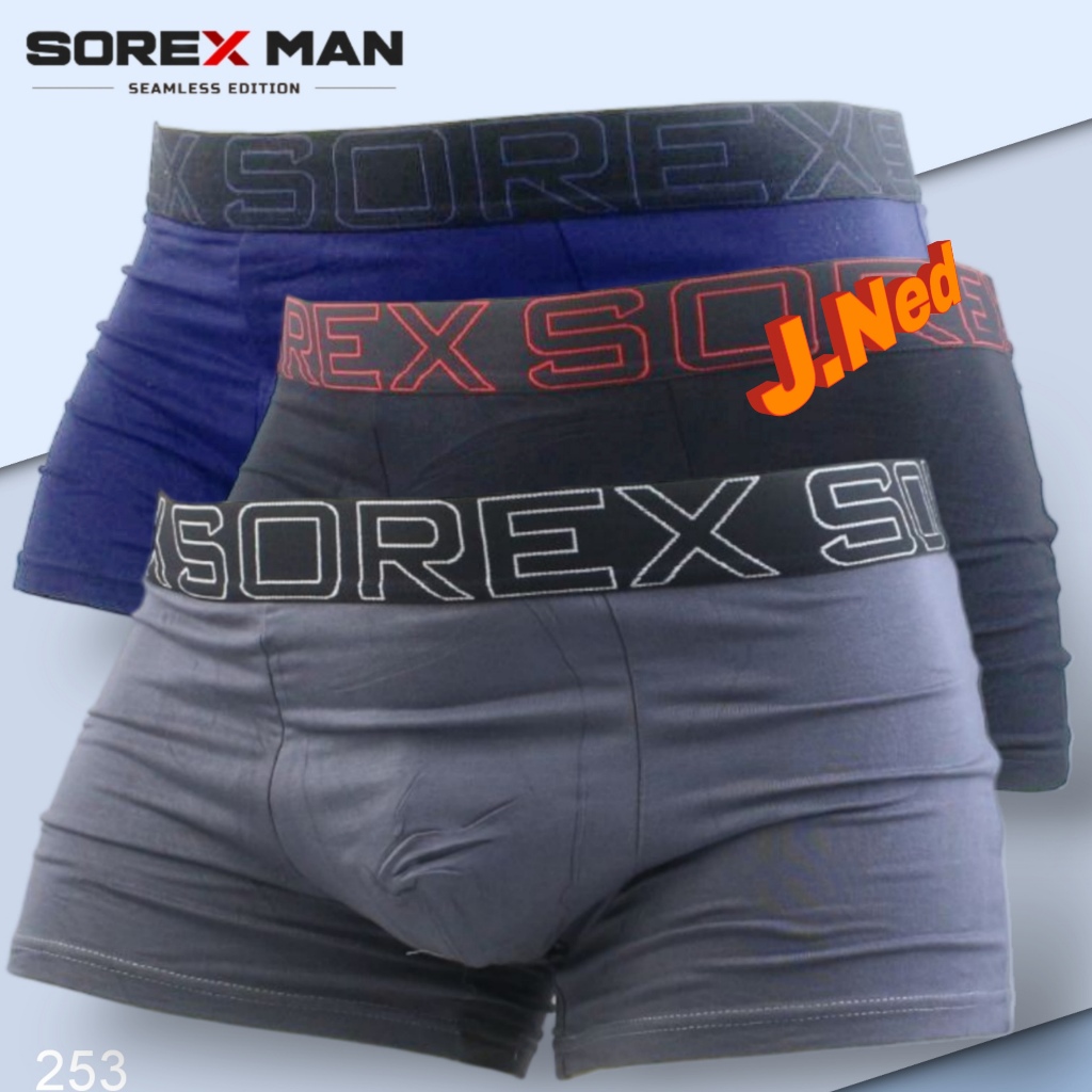 J253 (1-3 ชิ้น) Sorex กางเกงบ็อกเซอร์ชายผู้ใหญ่ กางเกงบ็อกเซอร์ชาย ไซส์ SML XL