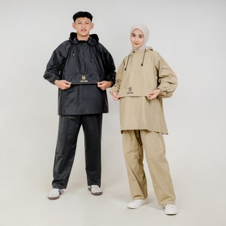 SULTAN Jas Hujan Kanguru Pria Wanita Setelan Baju + Celana Dewasa Cream