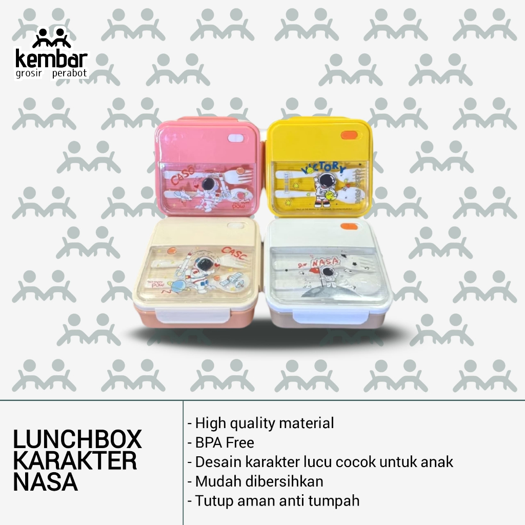 NASA CHARACTER LUNCH BOX SET, SPILL-PROOF LUNCH BOX, ฟรี SPOON และ FORK -