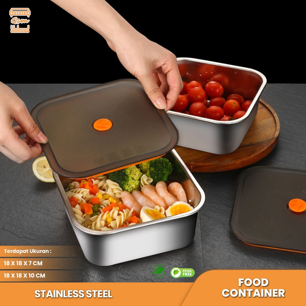 GSM กล่องใส่อาหาร Stainless SUS304 Anti-spill กล่องใส่อาหารไมโครเวฟ กล่องอาหารกลางวัน