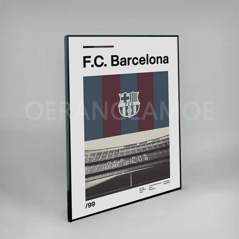 โปสเตอร์ + Frame Club Europe Barcelona/Real Madrid/MU/Liverpool/etc - Wall Decor Frameblock