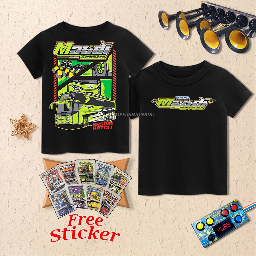เสื้อยืด MAUDI BUS เสื้อแจ็คเตอร์ Bus Mania สําหรับเด็กผู้ชาย Telolet Bus 1-17 ปี