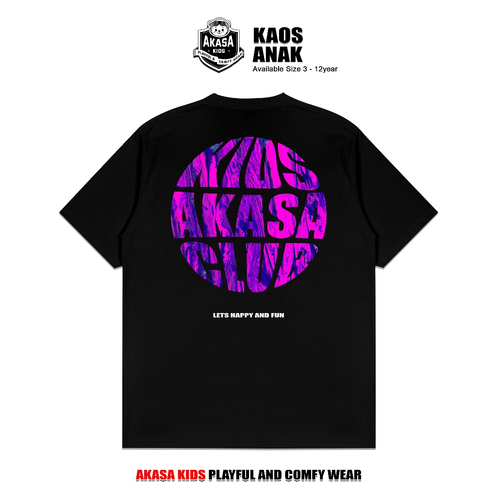 AKASA KIDS - เสื้อยืดสีดําคลับเด็ก Unisex | เสื้อยืดเด็ก พรีเมี่ยม - AK8