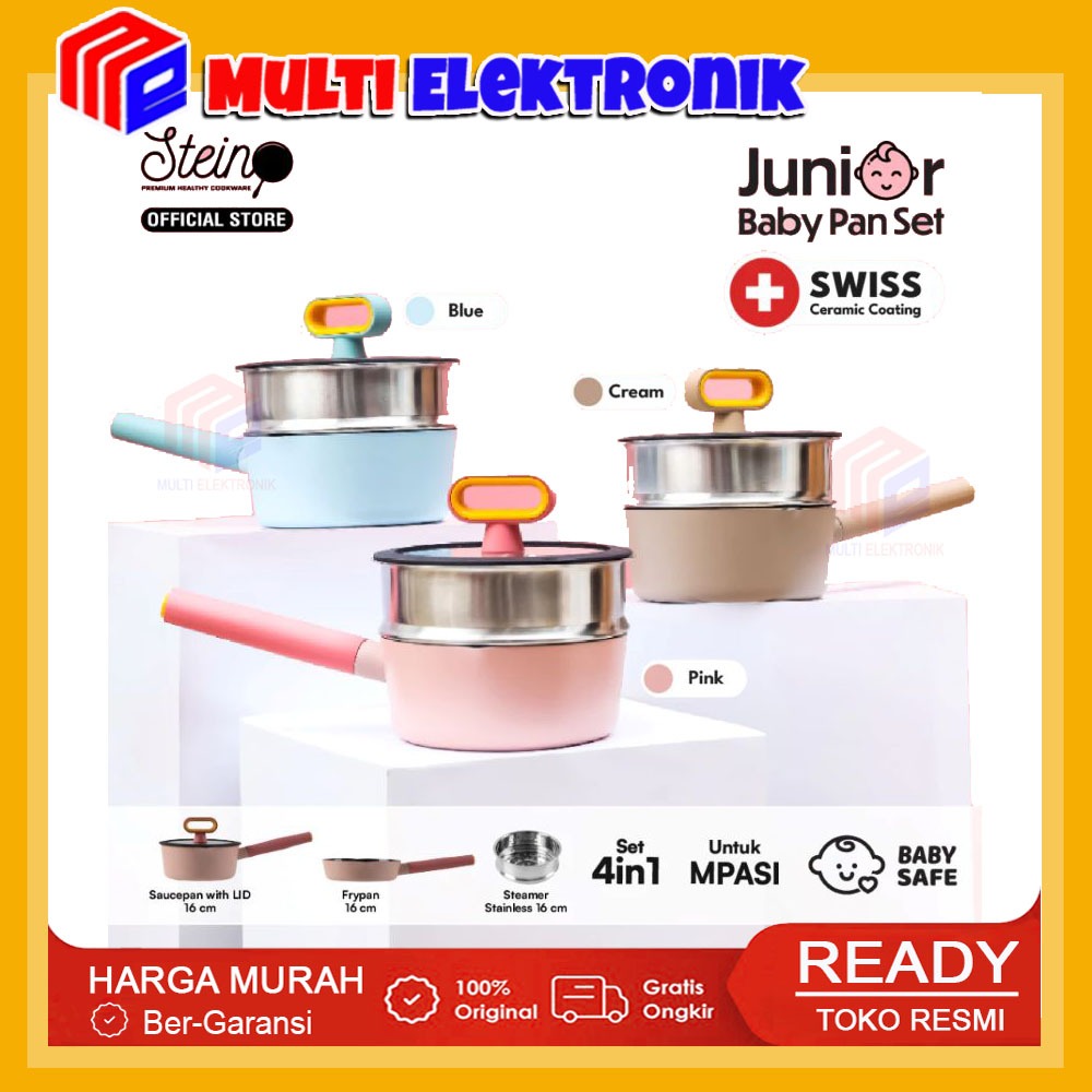 Stein Junior Baby Pan Set - ชุดหม้อนึ่ง Frypan Saucepan 4-in-1 MPASI Pan