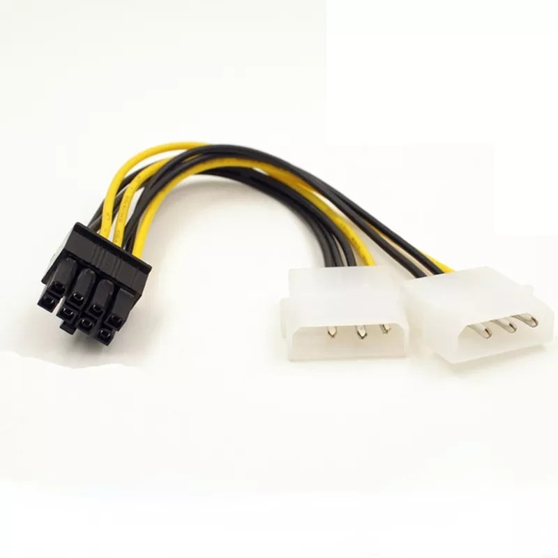 Dual Molex ถึง 8 Pin PCIE Cable Power Adapter สําหรับ GPU VGA Cable Adapter