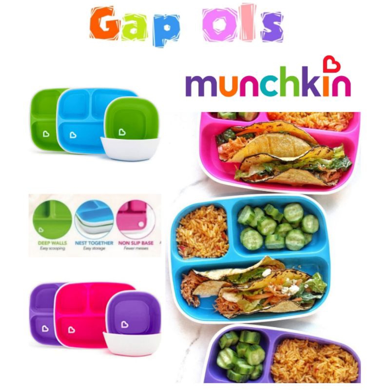 Munchkin Splash เด็กวัยหัดเดินจานแบ่ง Munchkin จานเด็ก Munchkin Bowl