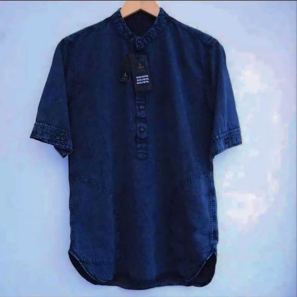KEMEJA HOT DEALS Koko Jeans Kurta Premium Quality Kurta Jeans Koko Short Sleeve Jeans Shirt