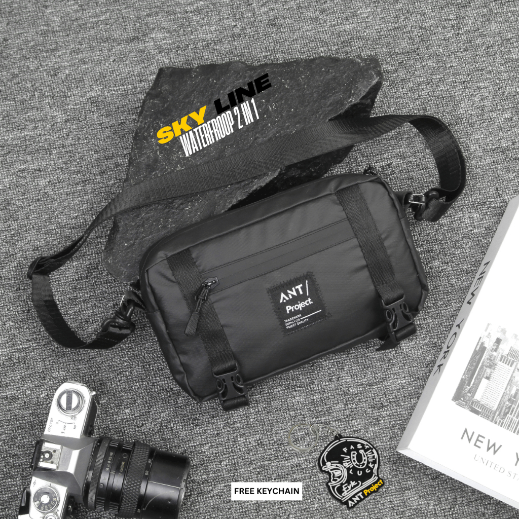 ANT PROJECT - กระเป๋าสะพายข้างกันน้ํา SKYLINE 2 in 1 แถมฟรีพวงกุญแจ