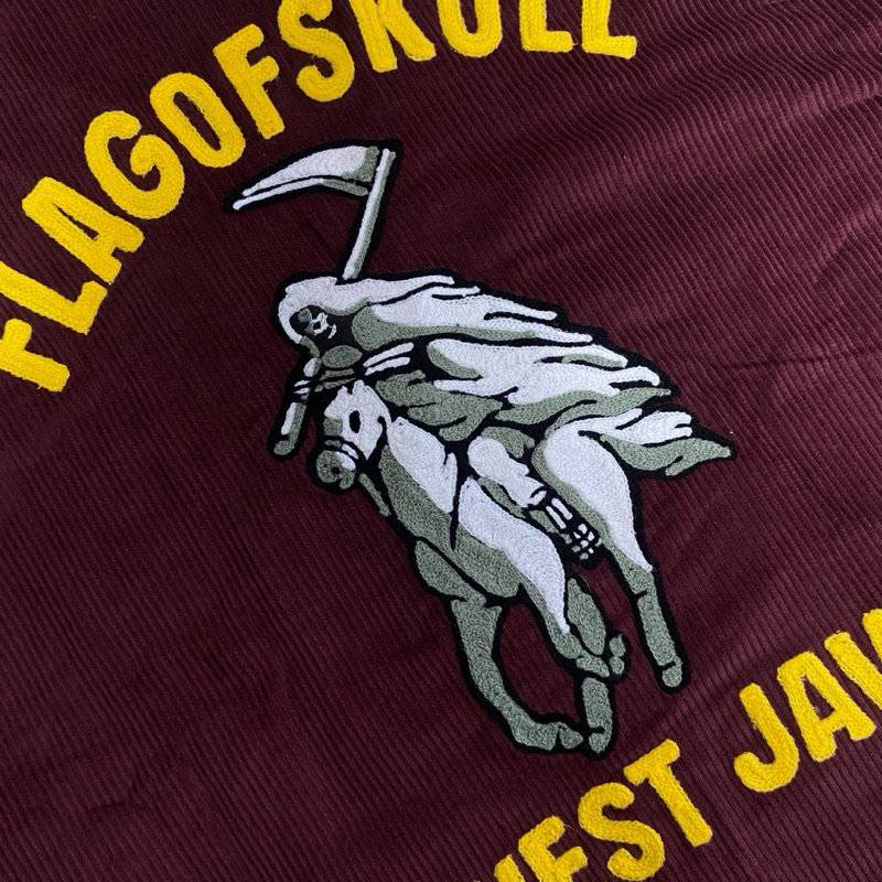 เสื้อแจ็คเก็ตทํางานม้าผี ผ้าลูกฟูก | Flagofskull Official - Burgundy / Maroon - รูปที่ 4