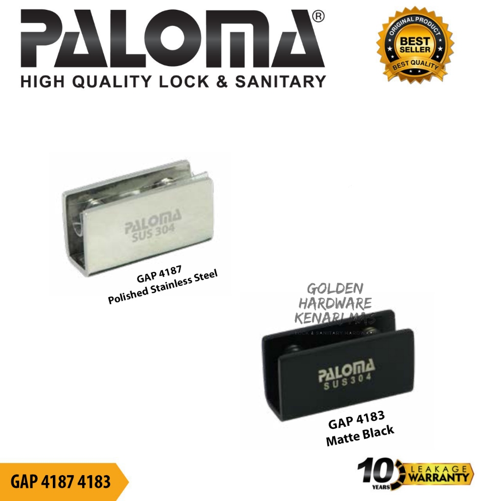 PALOMA GAP 4187 4183 แก้วคลิป Glass to Floor Clamp SS U320 แก้วถึงชั้น SUS 304 ขัดสแตนเลสสีดํา