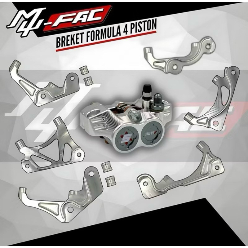 BRACKET BRACKET FRONT CALIPER FORMULA 4 ลูกสูบ SWITS & TRANSMISSION CALIPER FORMULA 8.1 4 PISTON MIO NINJA VISTO NMAX PCX AEROX JA SONIC 110/125