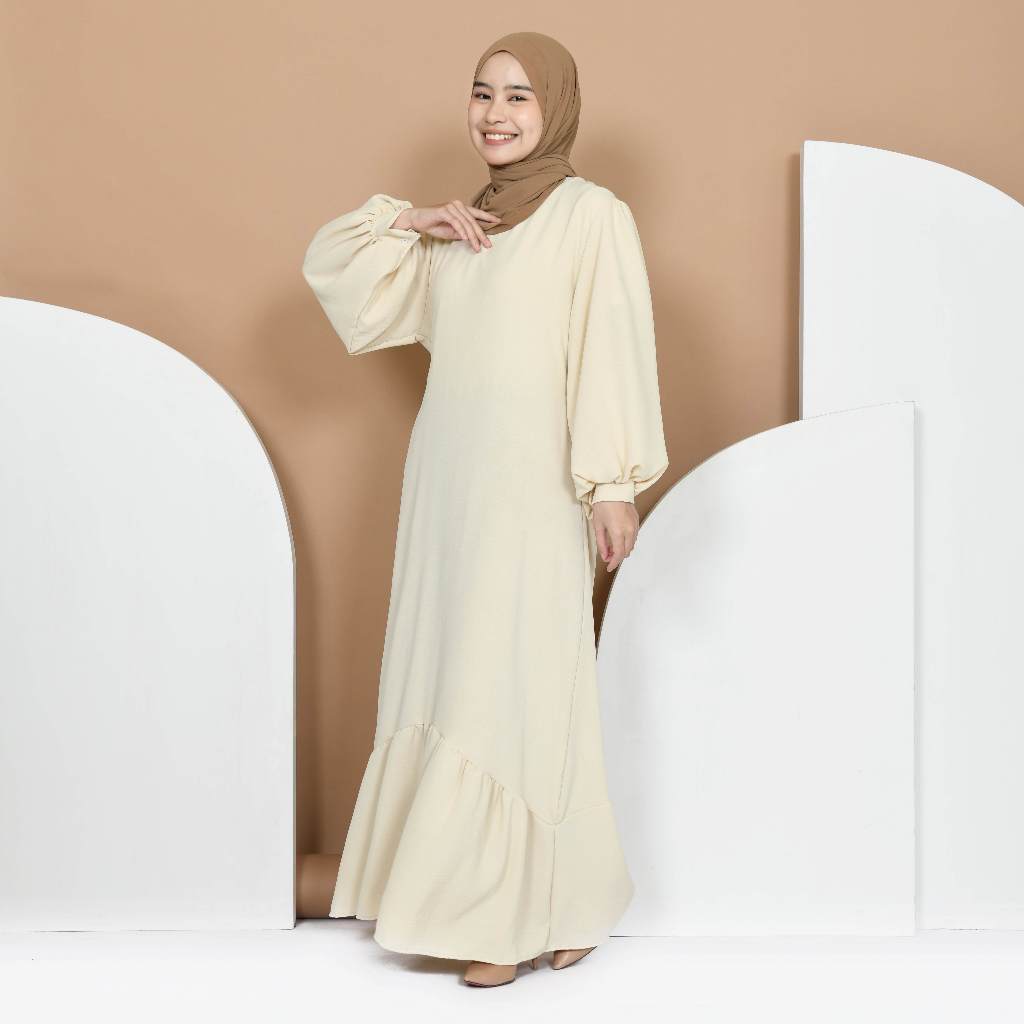 By Bintari Mybamus x Islahfuada Zavia Crinkle Dress มุสลิม Gamis - ชุดเดรสจัมโบ้ - ชุดเดรสแขนบอลลูน