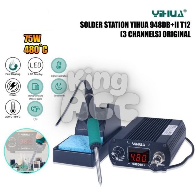 SOLDER STATION YIHUA 948DB+II T12 3 CHANELS SOLDER STATION SOLDERING DIGITAL DISPLAY