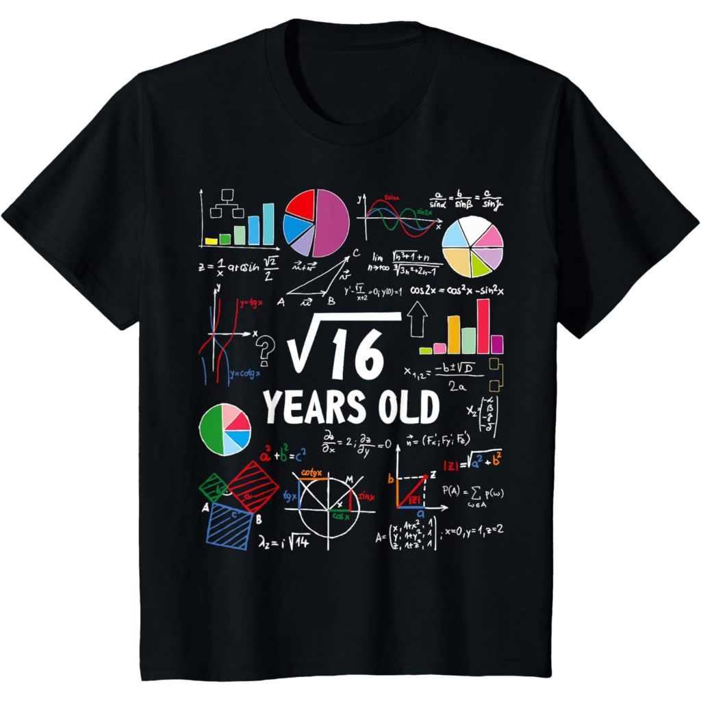 Square Root Of 16 4th Birthday 4 Years Old Gifts Math Lover เสื้อยืด