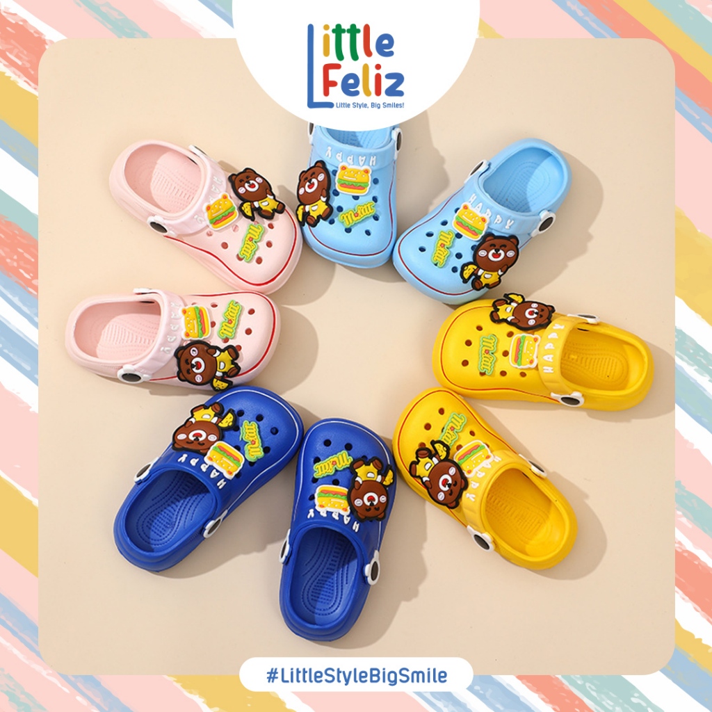 Littlefeliz SA17 รองเท้าแตะเด็ก Unisex สําหรับเด็กชายและเด็กหญิงหมีเบอร์เกอร์วัสดุยางน้ําหนักเบา Ant