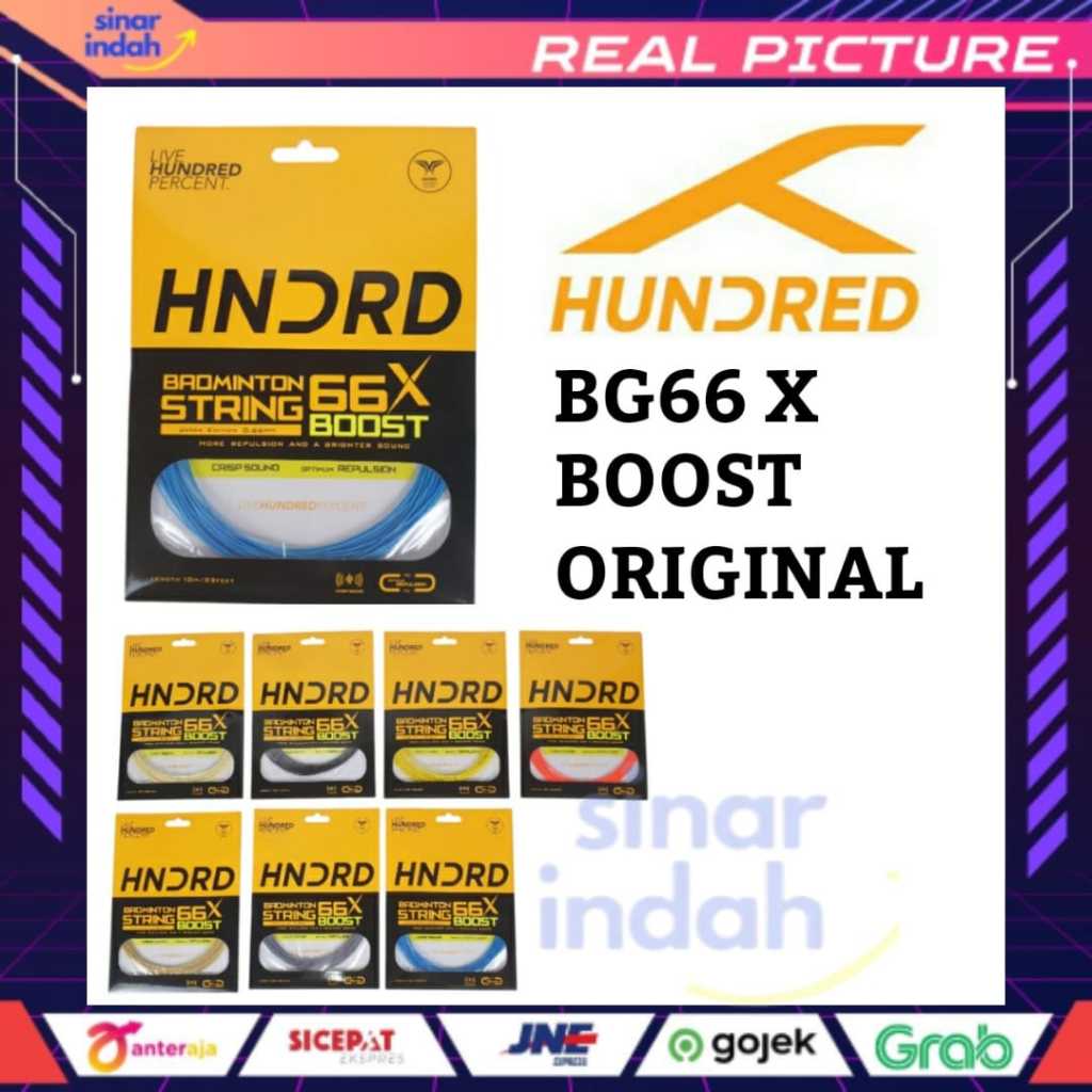 ร้อย HNDRD 66X Boost ORIGINAL BADMINTON CKET STRINGS BADMINTON Straps