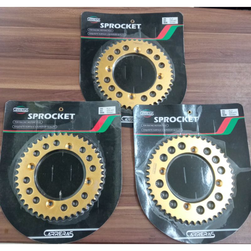 GEAR SUPERMOTO KLX150 UK 428 45 46 47 GOLD/SILVER CARRERAS