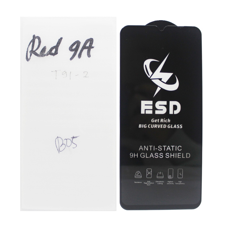 TEMPERED GLASS ANTI-STATIC XIA RED 9A- 2020 M2006C3LG สีดํา = 9C 9 10 5G 2022 OP A5 2020 A15 SAM A04