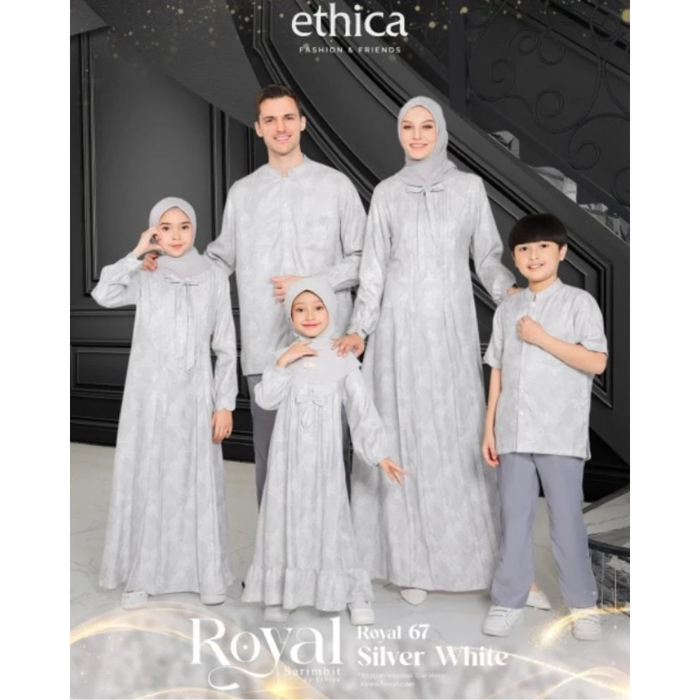 ROYAL 67 SILVER WHITE SARIMBIT ETHICA 2025 ใหม่ล่าสุด FAMIBIT MUSLIM COUPLE TEENAGE OUTFIT MUSLIM CO