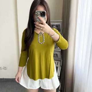 Kaos oversize lengan 7/8 | Kaos lengan panjang | blouse oversize slit