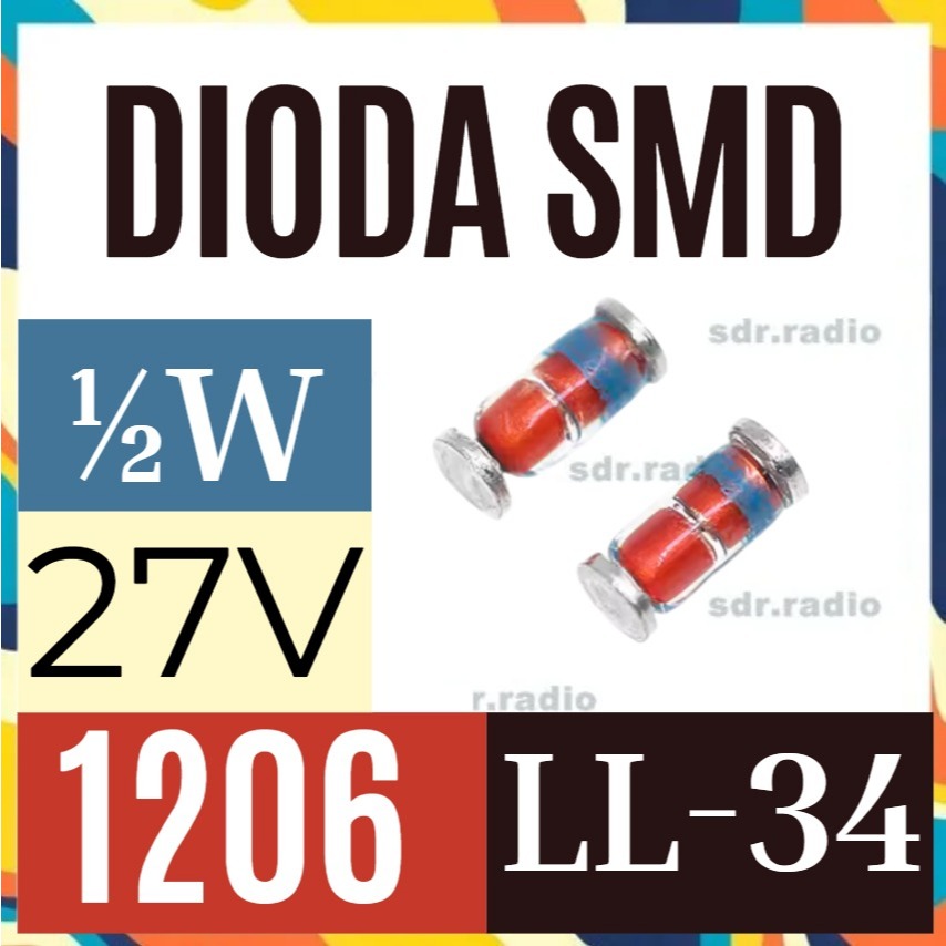 27v ไดโอด Zener 0.5w 1206 ไดโอด 27 v 27v 27 v 1/2W 1/2 0.5 0.5 0.5 0.5 0.5 w SMD