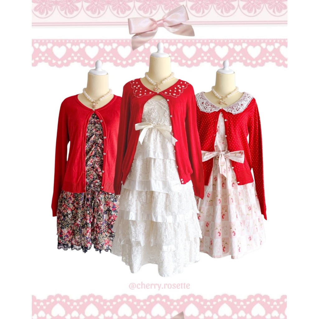 CHERRY ROSETTE - DRESS TOP THRIFT CLOTHES, COQUETTE DRESS, PRELOVED Y2K WOMENS TOP, FAIRYCORE VINTAG