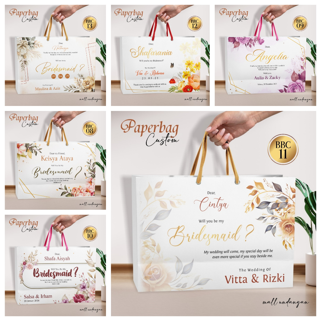 CUSTOM BRIDESMAID BAG PACKAGE - ISLAMIC SOUVENIR PAPERBAG - ถุงกระดาษ