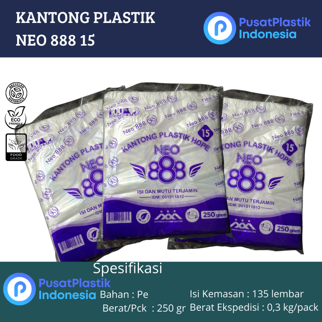 กระเป๋าพลาสติกใส 15 250gr / HDPE Neo888 กระเป๋าพลาสติกใส ขนาด 15 เป็นมิตรกับสิ่งแวดล้อม
