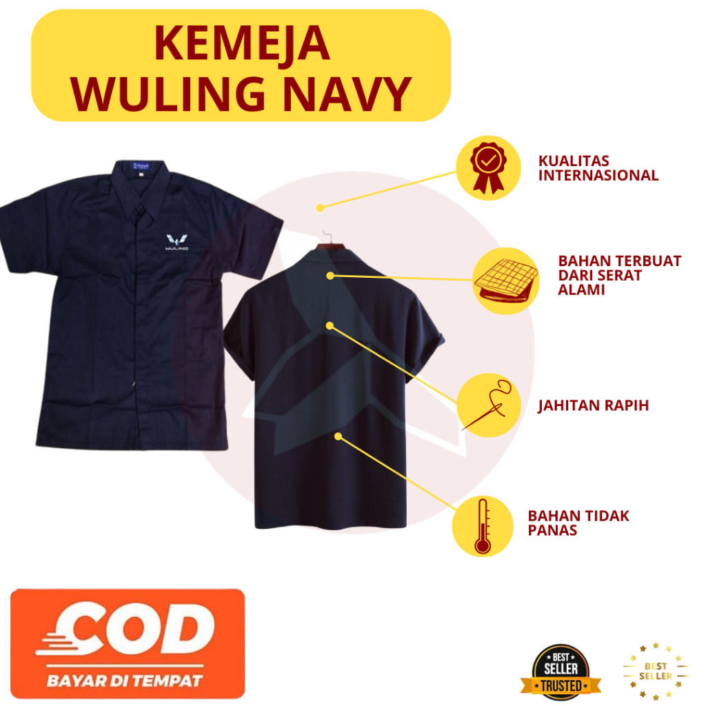 KEMEJA ชุด Wuling | เสื้อ หวู่หลิง | เสื้อ Navy | เสื้อ Wuling Navy | ชุดช่าง Wuling