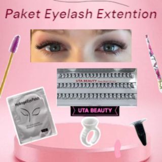 PAKET LENGKAP!!  EYELASH  EXTENSION TAHAN 1-2 MINGGU/PAKET BULUMATA TANAM NATURAL