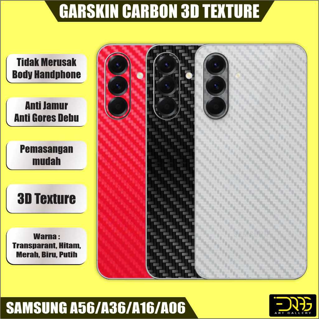 SAMSUNG A56 A36 A26 A16 A06 สติ๊กเกอร์คาร์บอน Anti-Fungus Carbon Garskin