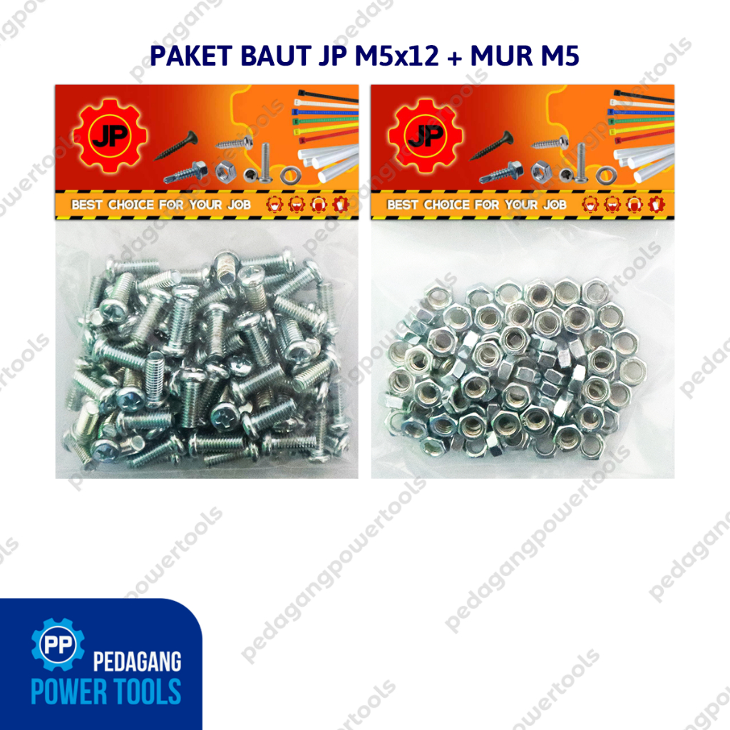 แพ็คเกจ 2 ชุด 5x12 BOLT NUT JP M 5 x 12 MM M5 NUT SCREW COTENTS 100 ชิ้น