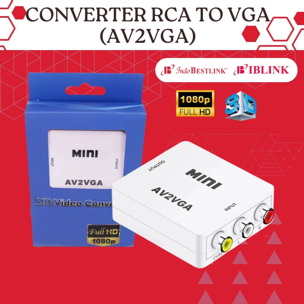 ตัวแปลง AV เป็น VGA Mini Box / ตัวแปลง RCA เป็น VGA / AV2VGA / RCA เป็น VGA
