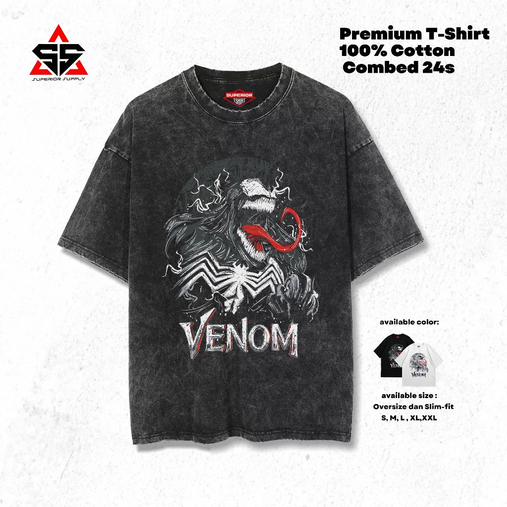 เสื้อยืด Superior VENOM เสื้อยืดล้างขนาดใหญ่ slimfit sandwash VENOM-18
