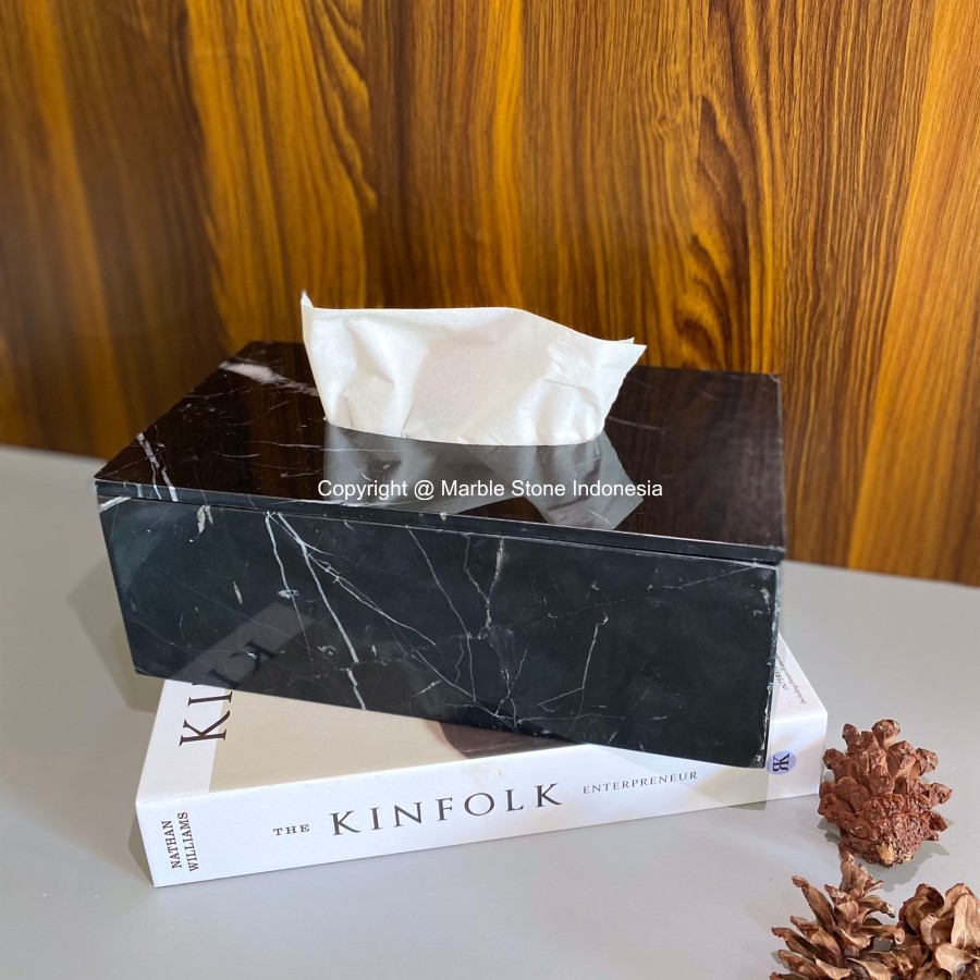 MARBLE BLACKNER TISSUE HOLDER | NERO BLACK MARBLE TISSUE BOX