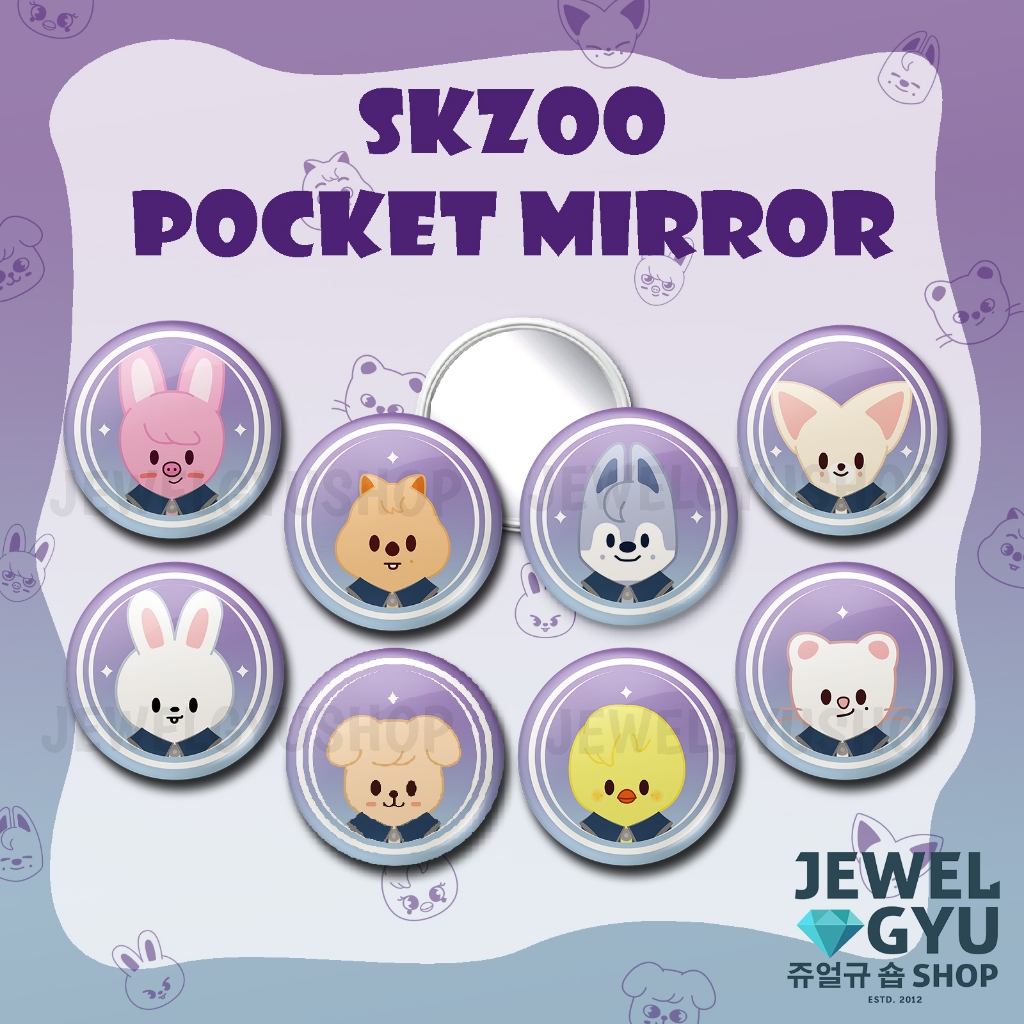 SKZOO Stray Kids Magic School Pocket Mirror / Mirror Make up SKZ Bbokari Dwaekaki Foxi.Ny Han Quokka