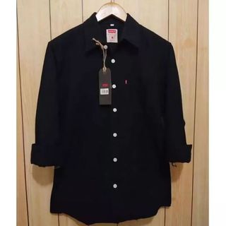 Kemeja hitam polos pria slimfit | kemeja formal polos hitam putih pria dewasa lengan panjang