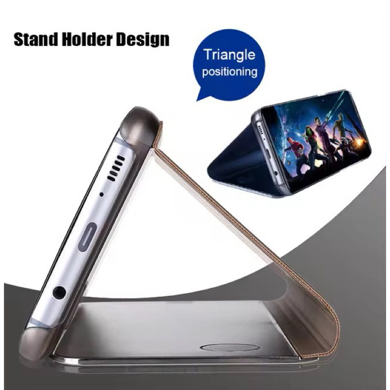 (B) CLEAR VIEW FLIP COVER MIRROR CASE STANDING HUAWEI Y7 2019