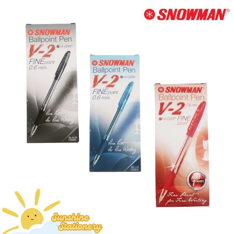 [BOX/12PCS] ปากกาลูกลื่น SNOWMAN V-2 V-2R / ปากกาลูกลื่น V2 V2R