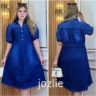 DRESS KOREAN STYLE JEANS MOTIF + BELAKANG KARET