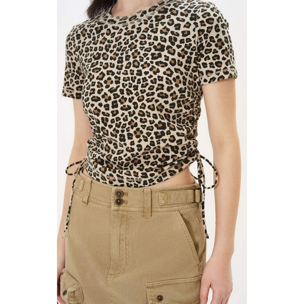 76150 - ลายเสือดาวสีเบจ (S,M) - ท็อป