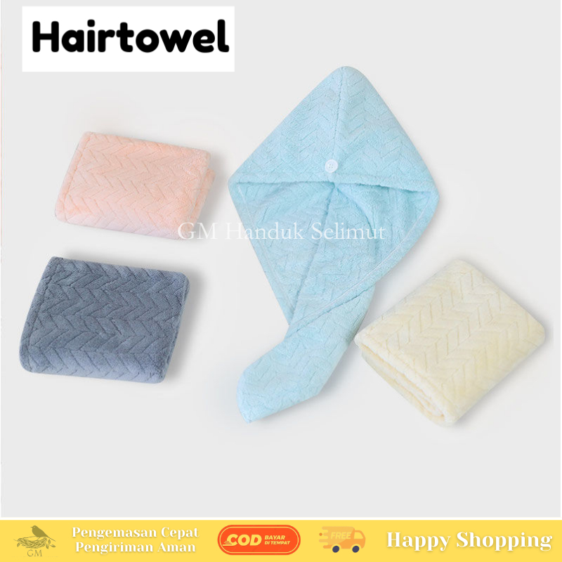 GM ผ้าเช็ดตัวสําหรับผู้ใหญ่ Turban Head Shampoo Soft Microfiber Hairtowel Zigzag นูนธรรมดา Hairtowel