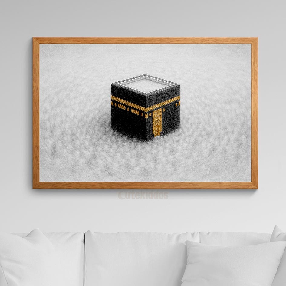 โปสเตอร์ไม้ตกแต่งผนังศิลปะ Kaaba Makah Mecca Aesthetic Display อิสลามบ้านห้องนั่งเล่นตกแต่ง