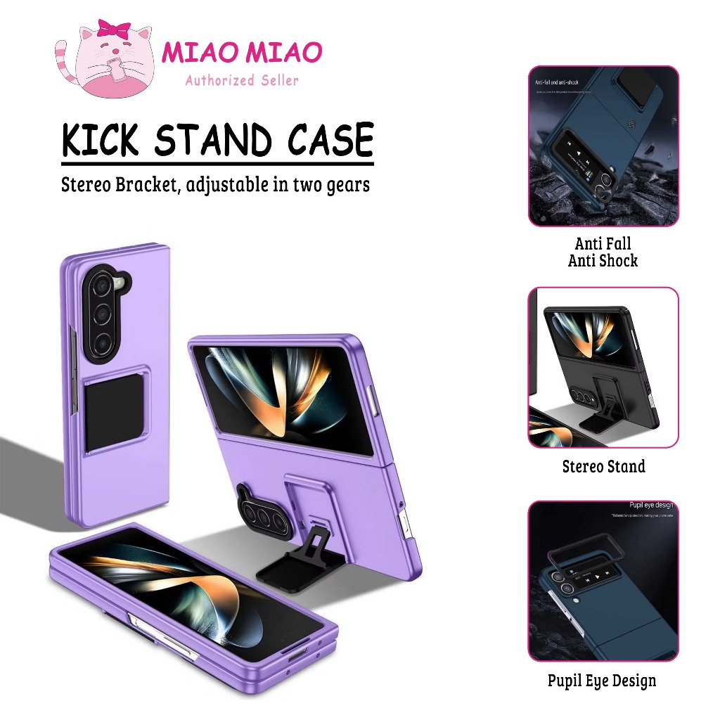 Telescopic Bracket Kick Stand Case สําหรับ Samsung Galaxy Z พับ 4 / Z พับ 5 / Z พับ 6 เลนส์ Protecto