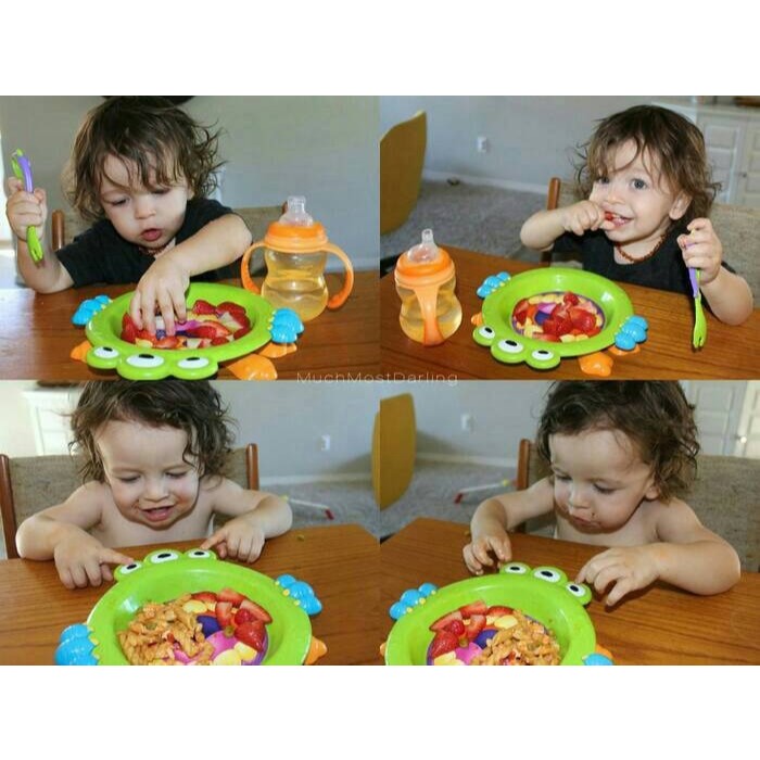 HIJAU NUBY GREEN MONSTER MOTIF PLATE / NUBY TODDLER TRAINING PLATE MONSTER